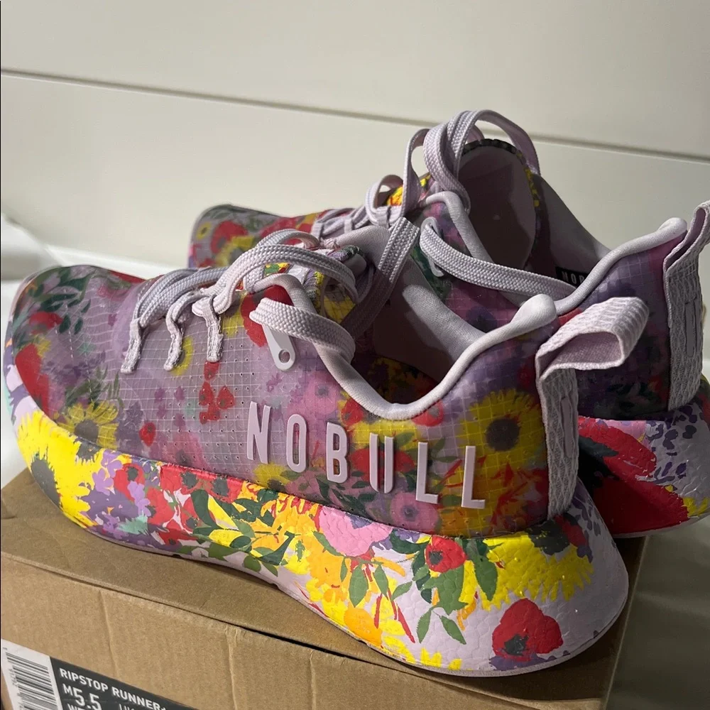 NOBULL WOMENS Floral Sneakers - Purple and Yellow size 7. - Picture 4 of 8